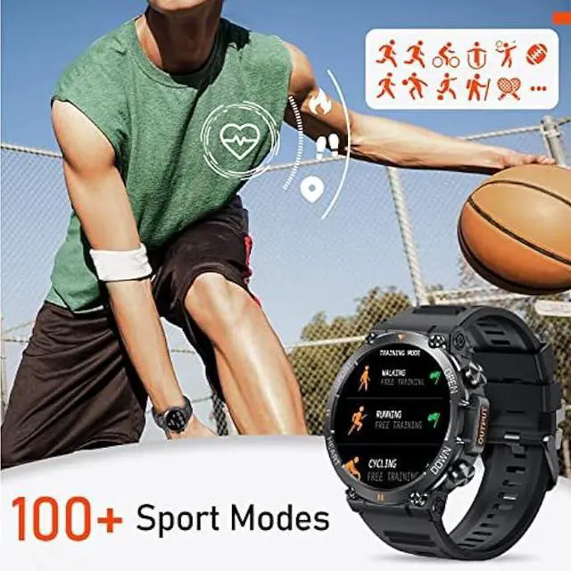 Alt view image 3 of 5 - 1.39 IPS Screen Smart Watches for Men Rugged Tactical Fitness Tracker with Call (Answer+Dial) Heart Rate SpO2 Sleep Monitor 120+ Sport Modes Waterproof Sport Smartwatch for Android iOS