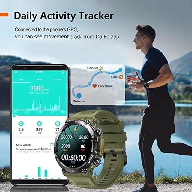 Alt view image 4 of 5 - 1.39 IPS Screen Smart Watches for Men Rugged Tactical Fitness Tracker with Call (Answer+Dial) Heart Rate SpO2 Sleep Monitor 120+ Sport Modes Waterproof Sport Smartwatch for Android iOS