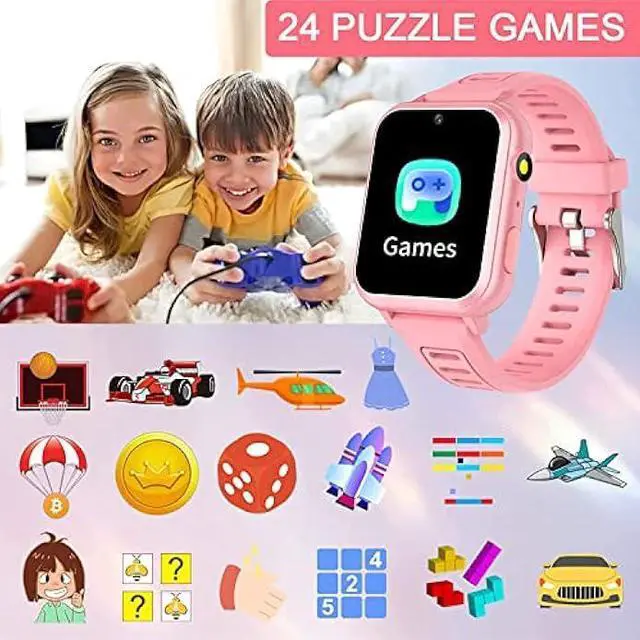 Alt view image 3 of 5 - Kids Smart Watches Girls Age 3-12 Kids Watches with 24 Games Touch Screen Music Player Camera Alarm Clock Calculator Flashlight 12/24 hr Educational Toys Birthday Gifts for Girls Ages 6 7 8 9 10
