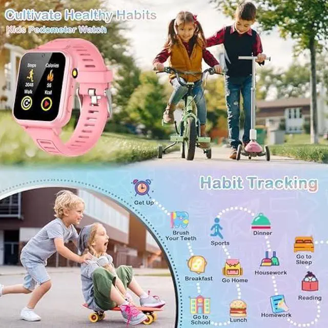 Alt view image 4 of 5 - Kids Smart Watches Girls Age 3-12 Kids Watches with 24 Games Touch Screen Music Player Camera Alarm Clock Calculator Flashlight 12/24 hr Educational Toys Birthday Gifts for Girls Ages 6 7 8 9 10