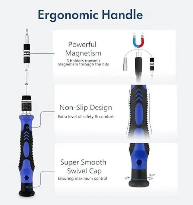 Alt view image 4 of 5 - XOOL 62 in 1 Precision Screwdriver Kit, Electronics Repair Tool Kit, Magnetic Driver Kit with Flexible Shaft, Extension Rod for Mobile Phone, Smartphone, Game Console, PC, Tablet