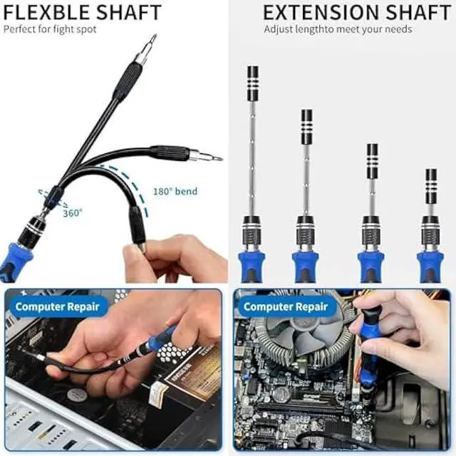 Alt view image 3 of 5 - 80 IN 1 Professional Computer Repair Tool Kit, Precision Screwdriver Set with 56 Bits, Magnetic Screwdriver Set for Laptop, PC, MacBook, Tablet, iPhone, PS4, Electronics, Gamer Tech Gifts for Men