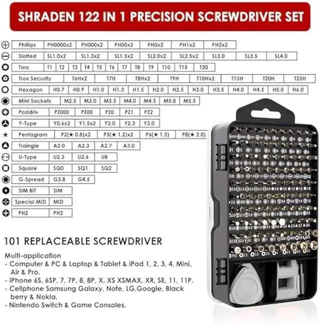 Alt view image 2 of 5 - Precision Screwdriver Set, SHARDEN 122 in 1 Electronics Magnetic Repair Tool Kit with Case for Repair Computer, iPhone, PC, Cellphone, Laptop, Nintendo, PS4, Game Console, Watch, Glasses etc (Grey)