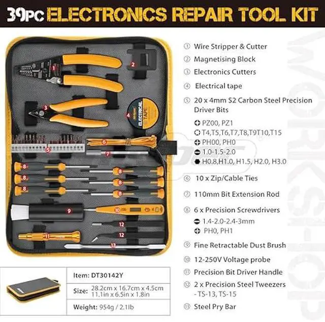 Alt view image 2 of 5 - Hi-Spec 39pc Electronics Repair & Opening Tool Kit Set for Laptops, Phones, Devices, Computer & Gaming Accessories. Precision Small Screwdrivers with Pentalobe Bits for iPhones & MacBooks
