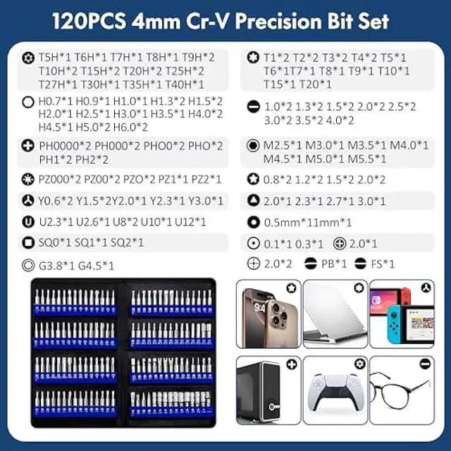 Alt view image 3 of 5 - XOOL 200 in 1 Precision Screwdriver Kit, Electronics Repair Tool Magnetic Driver Kit with 164 Bits, Flexible Shaft, Extension Rod for Computer, iPhone, Laptop, PC, PS4, Xbox, Nintendo