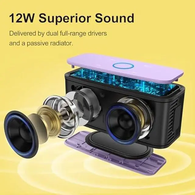 Alt view image 2 of 5 - DOSS SoundBox Touch Wireless Bluetooth Speaker with 12W HD Sound and Bass, IPX5 Water-Resistant, 20H Playtime, Handsfree, Portable for Office, Home, Outdoor, Travel-Purple