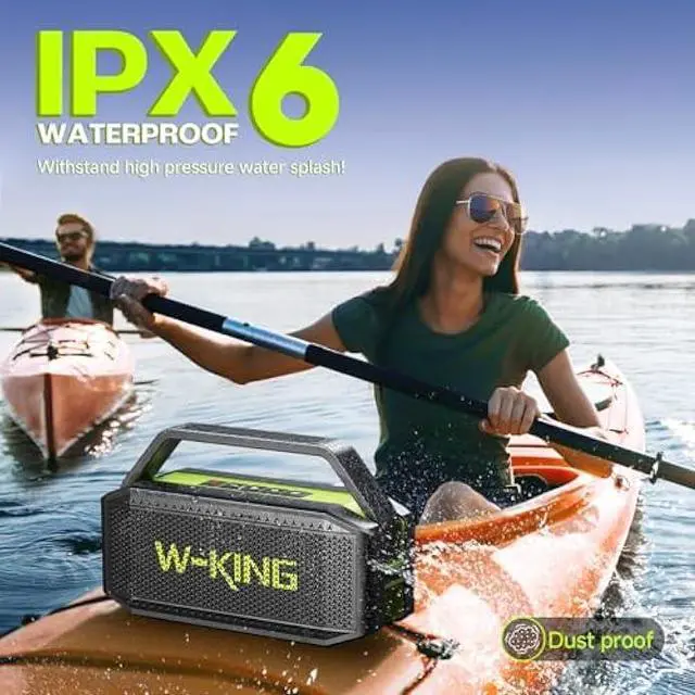 Alt view image 3 of 5 - W-KING Portable Loud Bluetooth Speakers Wireless, 100W Max IPX6 Waterproof Outdoor Bluetooth Speaker Subwoofer, 60W Exlarge Passive Radiator- Deep Bass/40H/EQ/2 Pairing/TF/AUX, Party Big Large Boombox