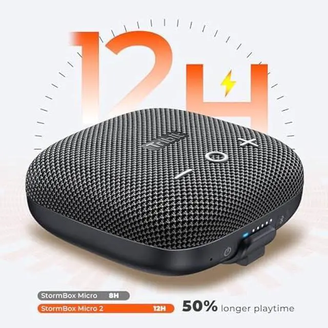 Alt view image 2 of 6 - Tribit StormBox Micro 2 Wireless Portable Speaker: 10W Loud Deep Bass Sound, IP67 Waterproof Bike Speaker with Bluetooth 5.3, 12H Playtime, TWS Pairing for Camping Travel Hiking