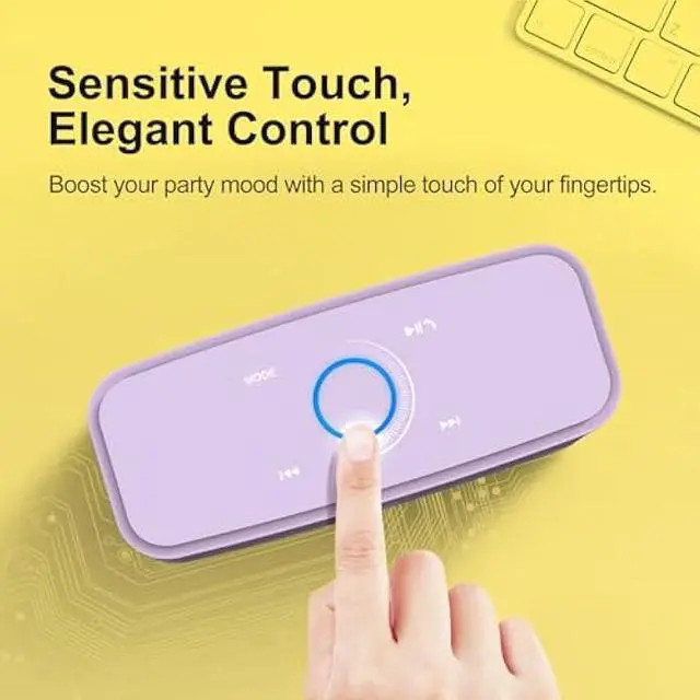 Alt view image 3 of 5 - DOSS SoundBox Touch Wireless Bluetooth Speaker with 12W HD Sound and Bass, IPX5 Water-Resistant, 20H Playtime, Handsfree, Portable for Office, Home, Outdoor, Travel-Purple
