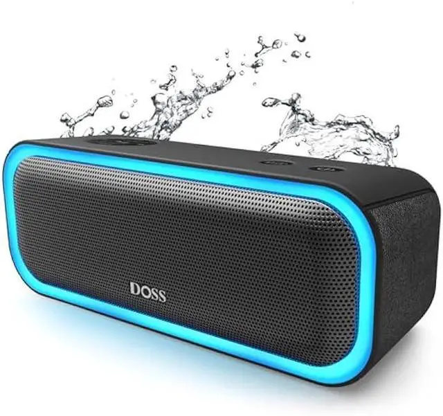 Main image of DOSS SoundBox Pro Bluetooth Speaker with 20W Stereo Sound, Active Extra Bass, 20H Playtime, IPX6 Waterproof, TWS Pairing, Multi-Colors Lights, Portable for Hiking, Camping, Beach, Outdoor, Party-Black