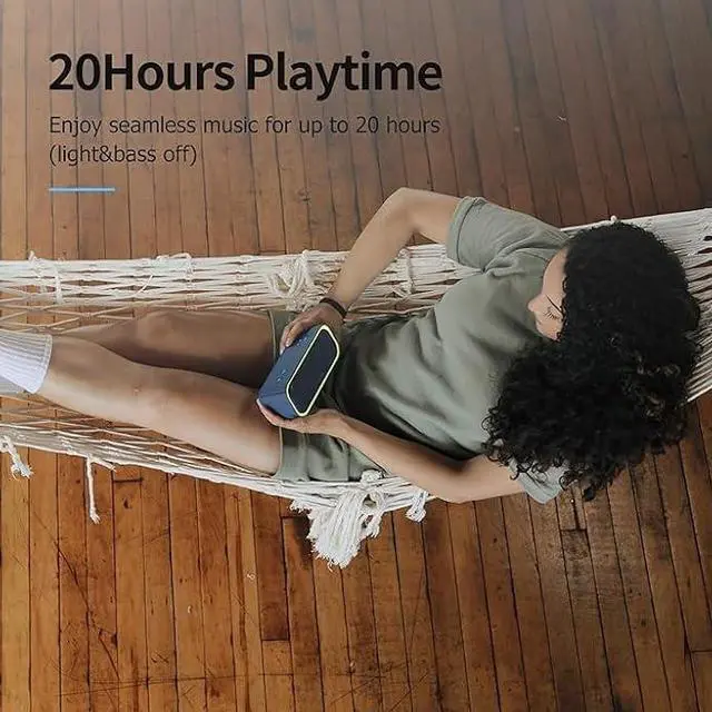 Alt view image 5 of 5 - DOSS SoundBox Pro Bluetooth Speaker with 20W Stereo Sound, Active Extra Bass, 20H Playtime, IPX6 Waterproof, TWS Pairing, Multi-Colors Lights, Portable for Hiking, Camping, Beach, Outdoor, Party-Black