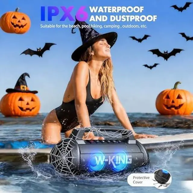 Alt view image 3 of 5 - W-KING Portable Speakers Bluetooth Wireless, 120W Max Loudest Bluetooth Speaker, IPX6 Waterproof Outdoor Speaker with 70W Deep Bass/2*Subwoofer/DSP/EQ/42H/LED/MAC-in/TF/2 Pairing, Large Party Boombox