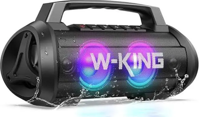 Main image of W-KING Portable Speakers Bluetooth Wireless, 120W Max Loudest Bluetooth Speaker, IPX6 Waterproof Outdoor Speaker with 70W Deep Bass/2*Subwoofer/DSP/EQ/42H/LED/MAC-in/TF/2 Pairing, Large Party Boombox
