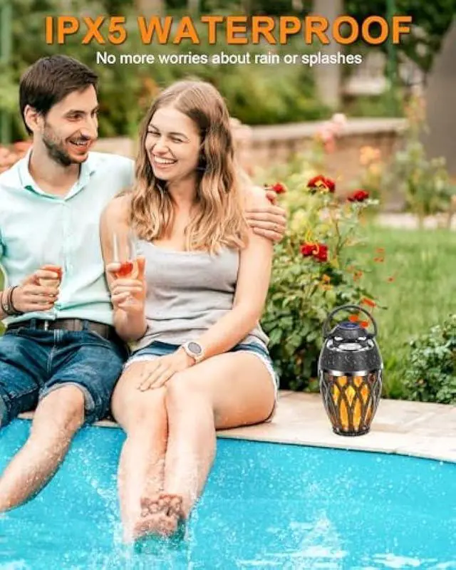 Alt view image 3 of 5 - Vanten 2 Packs Outdoor Bluetooth Speakers, Bluetooth 5.0 Led Flame Speaker, IPX5 Waterproof Flame Torch Atmosphere Speaker, Flame Lamp, Gifts for Men Women, Decorations for Party Garden Patio