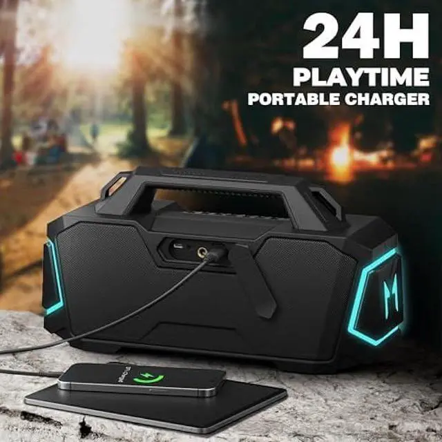 Alt view image 4 of 5 - Bluetooth Speaker,Musibaby M1 Portable Bluetooth Speakers:Loud Stereo Sound with Subwoofer,Deep Bass,IPX6 Waterproof,Wireless Speaker with BT5.3,Dual Pairing,24H+ Playtime for Outdoor,Beach(Blk)