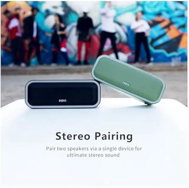 Alt view image 5 of 5 - DOSS SoundBox Pro+ Bluetooth Speaker with 24W Impressive Sound, Booming Bass, IPX6 Waterproof, 15Hrs Playtime, Wireless Stereo Pairing, Mixed Colors Lights, 66 FT- Blue