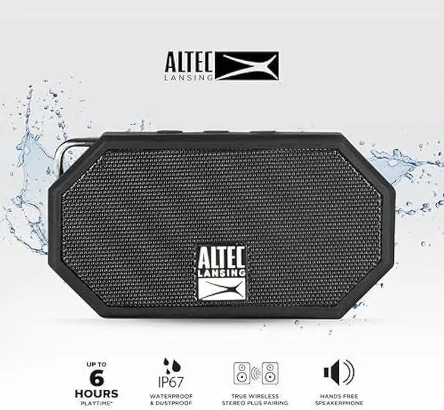 Alt view image 2 of 6 - Altec Lansing Mini H2O - Waterproof Bluetooth Speaker, IP67 Certified & Floats in Water, Compact & Portable Speaker for Hiking, Camping, Pool, and Beach,Black