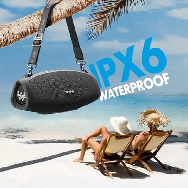 Alt view image 5 of 5 - W-KING Portable Speakers Bluetooth Wireless, 120W Max Loud Waterproof Bluetooth Speaker Boombox, IPX6 Party Large Outdoor Speaker,70W Triple Passive Radiator/Subwoofer*2-Deep Bass/DSP/2 Pairing/42H/EQ