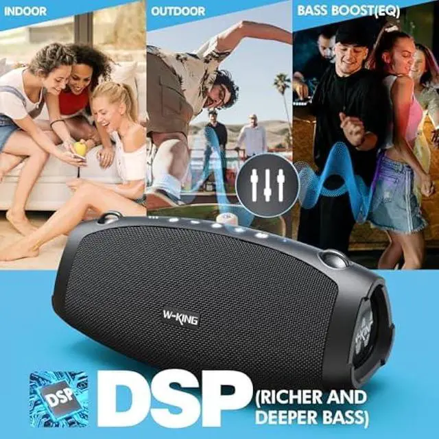 Alt view image 3 of 5 - W-KING Portable Speakers Bluetooth Wireless, 120W Max Loud Waterproof Bluetooth Speaker Boombox, IPX6 Party Large Outdoor Speaker,70W Triple Passive Radiator/Subwoofer*2-Deep Bass/DSP/2 Pairing/42H/EQ