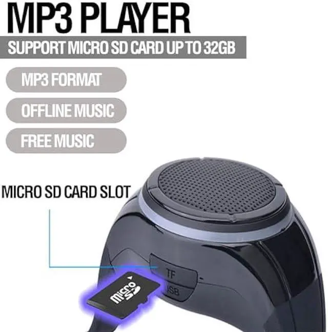 Alt view image 4 of 5 - Frewico Upgraded Wearable Bluetooth Speaker Watch,Wireless Speaker with Built-in Mic Hands-Free Call,TF Card Slot,TWS Stereo,RGB Lights,Remote Selfie,IP45 Waterproof for Skiing,Cycling,Hiking (Black)