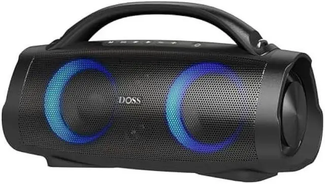 Main image of DOSS Extreme Boom+ Outdoor Bluetooth Speaker with 100W Stereo Sound, Extra Bass, 20H Playtime, Party-Sync LED Lights, Built-in Power Bank, IPX6 Waterproof Speaker for Camping, Pool, Beach, Yard