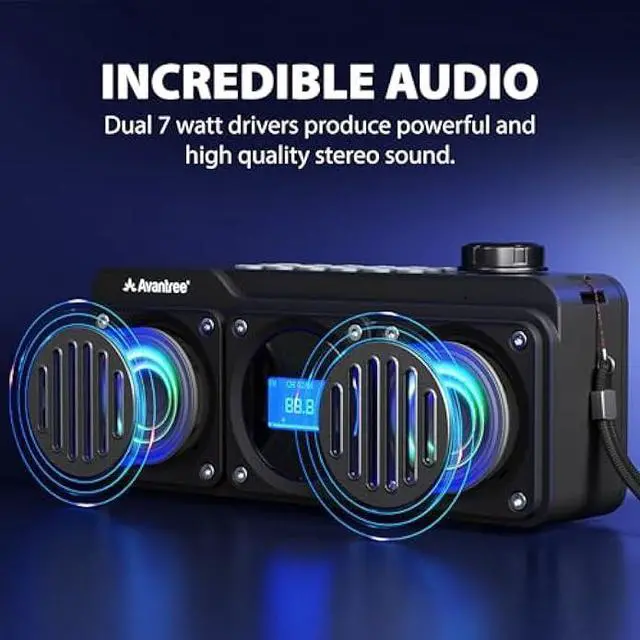 Alt view image 2 of 5 - Avantree Boombyte - Portable Digital FM Radio with Bluetooth Speaker, Superb Sound, Metal Finish, MP3 Player, Support Micro SD Card & USB Audio Input, Long Play Time, Rechargeable, Easy to Use - Black