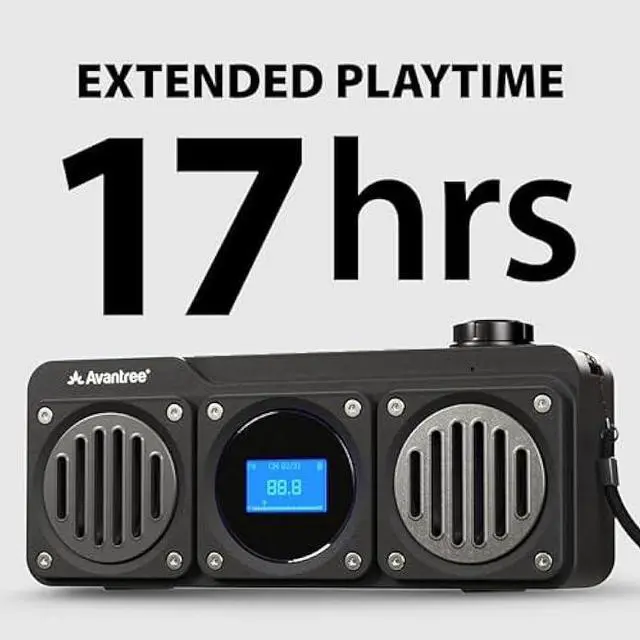 Alt view image 5 of 5 - Avantree Boombyte - Portable Digital FM Radio with Bluetooth Speaker, Superb Sound, Metal Finish, MP3 Player, Support Micro SD Card & USB Audio Input, Long Play Time, Rechargeable, Easy to Use - Black