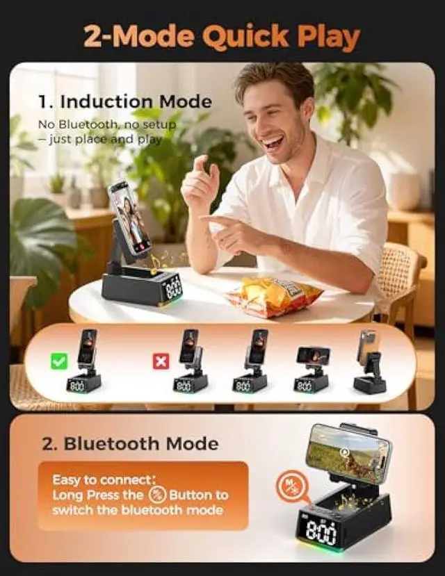 Alt view image 4 of 5 - Stocking Stuffers for Men Women Teen:White Elephant Gifts for Adults Induction Speaker Bluetooth with HD Sound,Kitchen Gadgets Anniversary Birthday Gift Ideas for Dad Mom Husband Wife(Black)