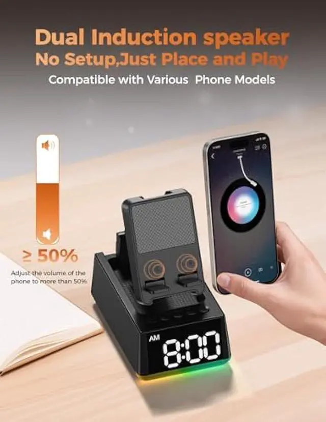 Alt view image 3 of 5 - Stocking Stuffers for Men Women Teen:White Elephant Gifts for Adults Induction Speaker Bluetooth with HD Sound,Kitchen Gadgets Anniversary Birthday Gift Ideas for Dad Mom Husband Wife(Black)