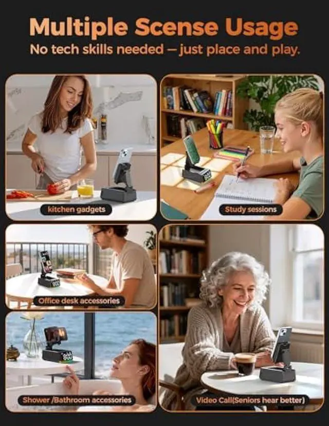 Alt view image 5 of 5 - Stocking Stuffers for Men Women Teen:White Elephant Gifts for Adults Induction Speaker Bluetooth with HD Sound,Kitchen Gadgets Anniversary Birthday Gift Ideas for Dad Mom Husband Wife(Black)
