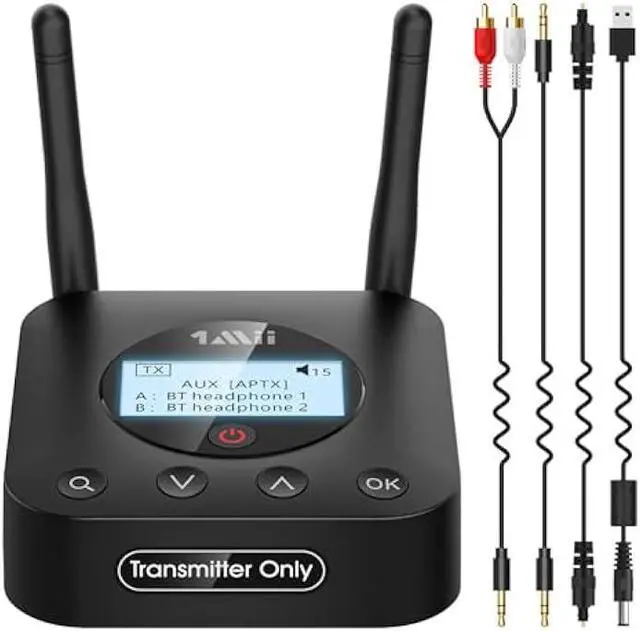 Main image of 1Mii B06TX+ Long Range Bluetooth 5.2 Transmitter for TV/PC/Projector to 2 Wireless Headphones/Speakers, Bluetooth Adapter for TV w/Screen Display Plug n Play, aptX Low Latency & HD Audio