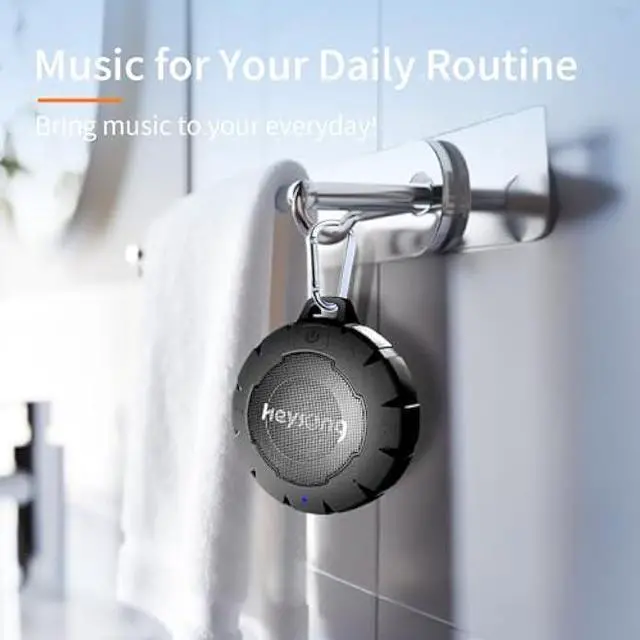 Alt view image 2 of 6 - HEYSONG Waterproof Shower Speaker, Durable & Lightweight Portable with HD Sound, Stereo Pairing, Wireless Outdoor for Pool, Beach, Hiking, Kayaking, Gift for Men, Women
