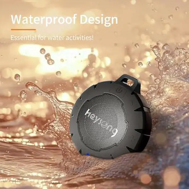 Alt view image 3 of 6 - HEYSONG Waterproof Shower Speaker, Durable & Lightweight Portable with HD Sound, Stereo Pairing, Wireless Outdoor for Pool, Beach, Hiking, Kayaking, Gift for Men, Women