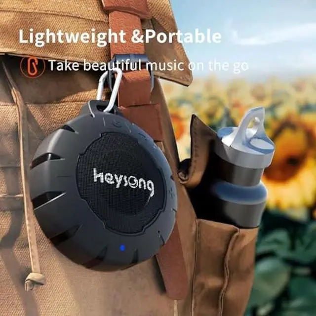 Alt view image 5 of 6 - HEYSONG Waterproof Shower Speaker, Durable & Lightweight Portable with HD Sound, Stereo Pairing, Wireless Outdoor for Pool, Beach, Hiking, Kayaking, Gift for Men, Women