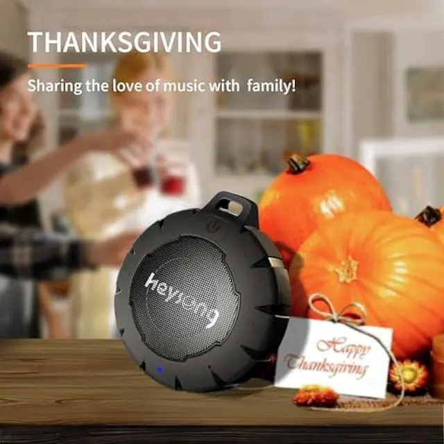 Alt view image 6 of 6 - HEYSONG Waterproof Shower Speaker, Durable & Lightweight Portable with HD Sound, Stereo Pairing, Wireless Outdoor for Pool, Beach, Hiking, Kayaking, Gift for Men, Women