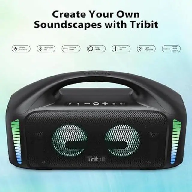 Alt view image 4 of 5 - Tribit StormBox Blast Portable Speaker: 90W Loud Stereo Sound with XBass, IPX7 Waterproof Bluetooth Speaker with LED Light, Bluetooth 5.3&TWS, Custom EQ, 30H Playtime for Outdoor