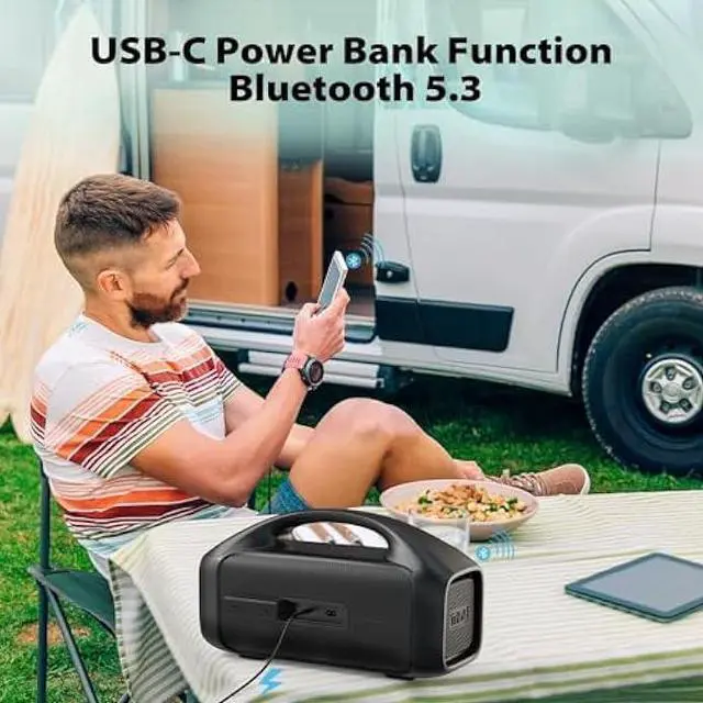 Alt view image 5 of 5 - Tribit StormBox Blast Portable Speaker: 90W Loud Stereo Sound with XBass, IPX7 Waterproof Bluetooth Speaker with LED Light, Bluetooth 5.3&TWS, Custom EQ, 30H Playtime for Outdoor