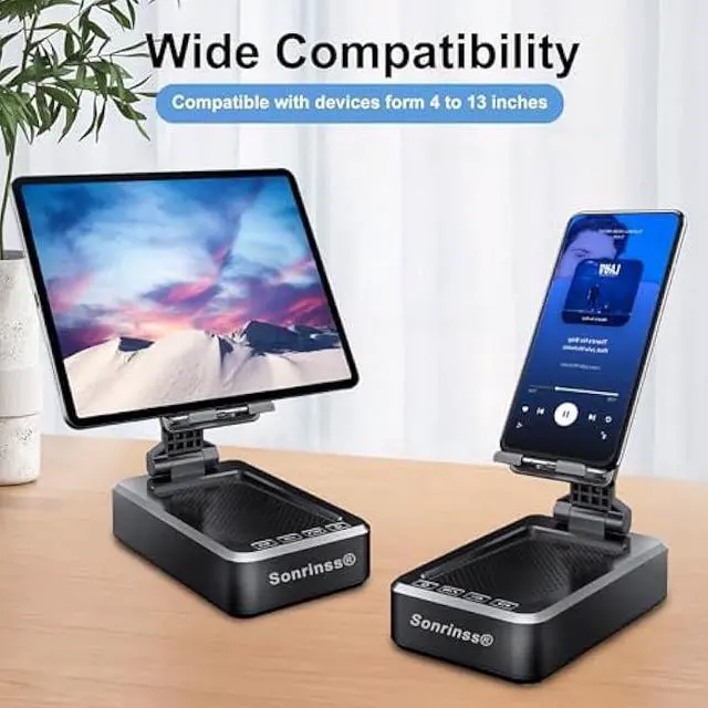 Alt view image 2 of 5 - Wireless Bluetooth Speaker with Phone Stand - HD Sound Anti-Slip, Gifts for Men/Women | Compatible with All Smartphones (Home/Office/Outdoor)