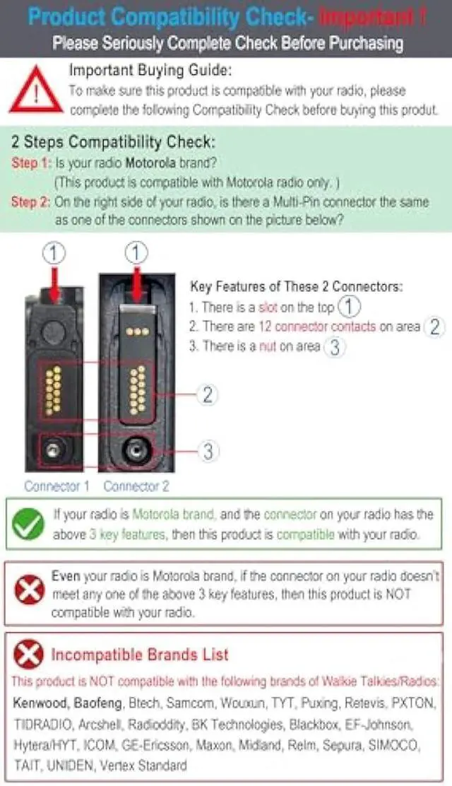 Alt view image 2 of 7 - commountain Speaker Mic Compatible for Motorola Radios APX-6000 XPR-7550e APX-8000 (7000 4000) XPR-7350e (7580e 7380e 7550 7350) APX6000 APX7000 APX8000 XPR7550 XPR7550e, Shoulder Microphone