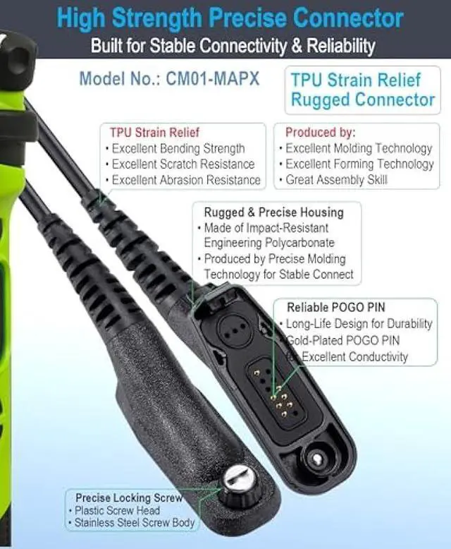 Alt view image 4 of 7 - commountain Speaker Mic Compatible for Motorola Radios APX-6000 XPR-7550e APX-8000 (7000 4000) XPR-7350e (7580e 7380e 7550 7350) APX6000 APX7000 APX8000 XPR7550 XPR7550e, Shoulder Microphone