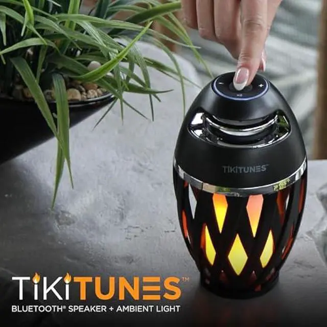 Alt view image 3 of 5 - TikiTunes Portable Bluetooth 5.0 Indoor/Outdoor Wireless Speaker, LED Torch Atmospheric Lighting Effect, 5-Watt Audio USB Speaker, 2000 mAh Battery for iPhone/iPad/Android