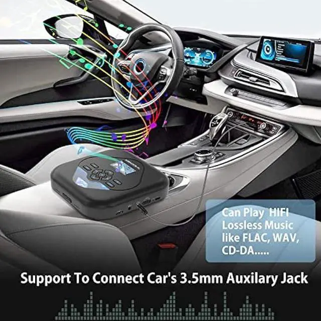 Alt view image 3 of 5 - MONODEAL CD Player Portable,Bluetooth CD Player with Speakers,Rechargeable Player for Car and Home,Small Anti-Skip Player with Dual Headphone Jacks,WAV/FLAC/MP3/CD Compatible