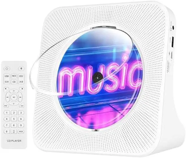 Main image of CD Player Portable with Built in HiFi Speakers, Support Bluetooth/AUX Jack/USB Input/Timer/FM Radio Kids CD Players for Home, Travel, Office