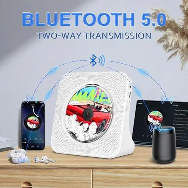 Alt view image 3 of 5 - CD Player Portable with Built in HiFi Speakers, Support Bluetooth/AUX Jack/USB Input/Timer/FM Radio Kids CD Players for Home, Travel, Office