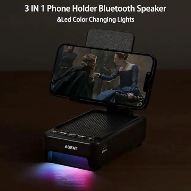 Alt view image 2 of 5 - Gifts for Men Him, Cell Phone Stand with Bluetooth Speaker&Led Color Changing Light, Unique Gifts for Women Dad Her Husband, Cool Tech Gadget Wireless Speaker, Birthday Gifts for Men, Ideal Gifts