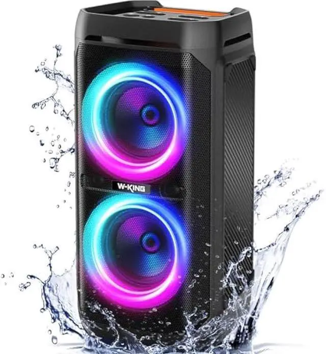 Main image of W-KING 240W Bluetooth Speaker,Loud Boombox with Deep Bass Subwoofers, IPX6 Waterproof, Party Portable Speaker, Speakers Bluetooth Wireless, RGB Lights, 24H, Mic&Guitar Input, Echo, EQ,AUX for Outdoor