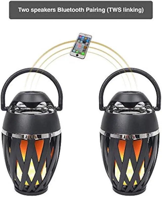 Alt view image 6 of 6 - Sound Town 2-Pack Portable Bluetooth Speakers with LED Lights, True Wireless Stereo (TWS) Bluetooth, Wall Mount Brackets, and Decorative Flame, for Outdoors, House Party, Patio and Home (OPIK-F1-PAIR)