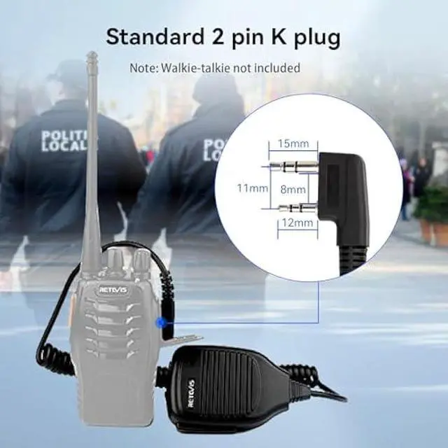 Alt view image 2 of 5 - Retevis Walkie Talkie Microphone,Two Way Radio Shoulder Mic,Compatible with Retevis RT68 RT21 H-777 RT22 RT22S RT27 RT86 RT19 RT15 RB26 BAOFENG UV-5R 888S 5RM Kenwood Samcom pxton Radio(10 Pack)
