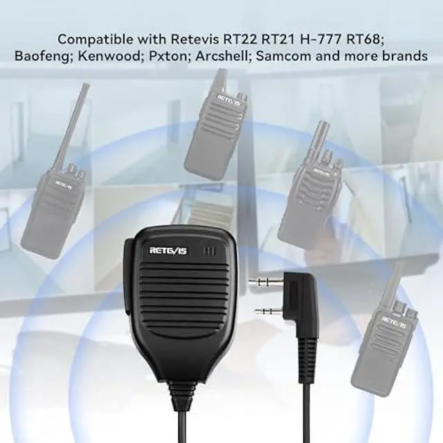 Alt view image 5 of 5 - Retevis Walkie Talkie Microphone,Two Way Radio Shoulder Mic,Compatible with Retevis RT68 RT21 H-777 RT22 RT22S RT27 RT86 RT19 RT15 RB26 BAOFENG UV-5R 888S 5RM Kenwood Samcom pxton Radio(10 Pack)