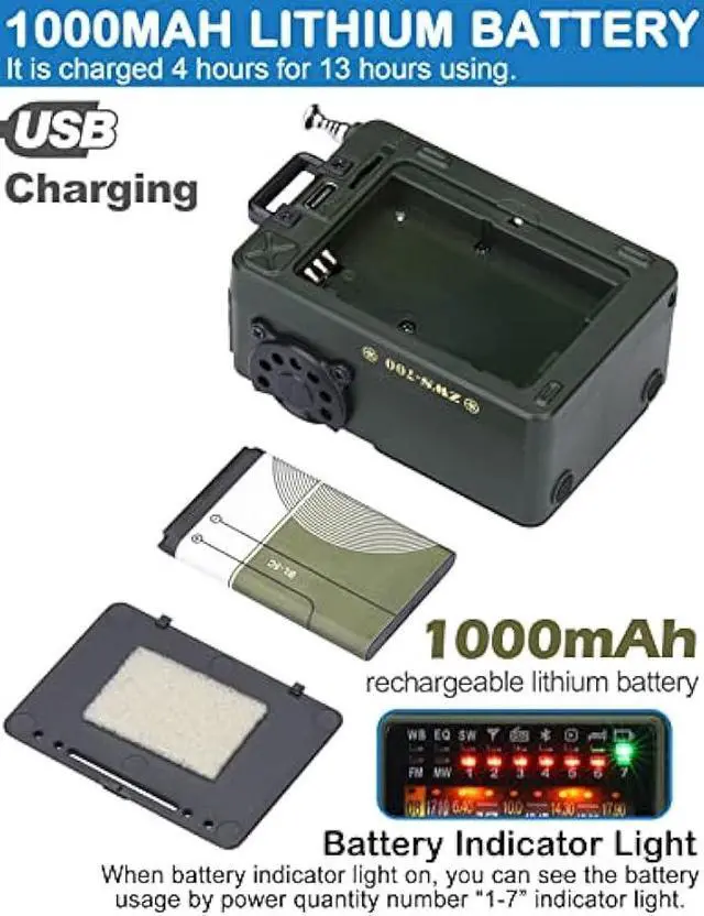 Alt view image 5 of 6 - ZHIWHIS Shortwave Radio with Bluetooth, Portable Radio with Sleep Timer, Weather AM FM Shortwave Radios with Best Sound, Retro Analog Tuner with Preset, Rechargeable MP3 Player Support MicroSD Card